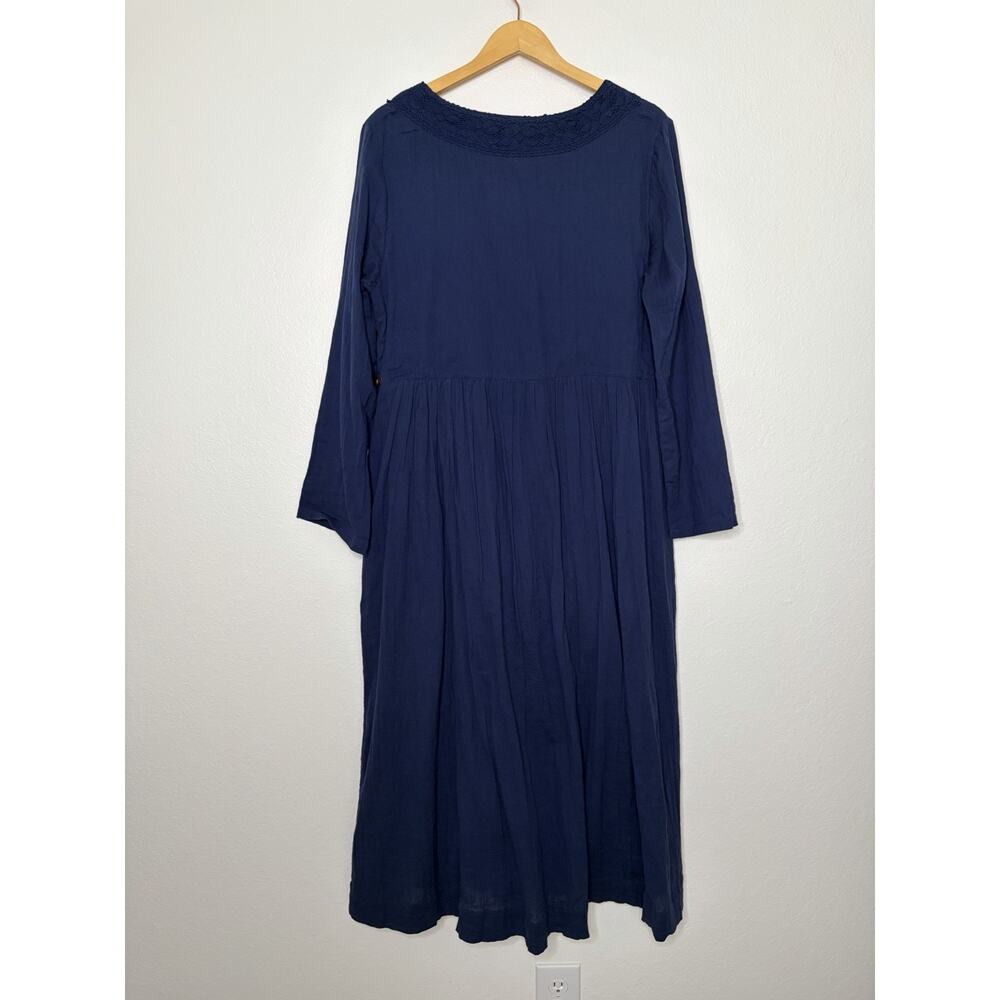 April Cornell Woodland Wander Dress in Navy Cotton Size Large Boho Chic Cottage - Picture 5 of 5